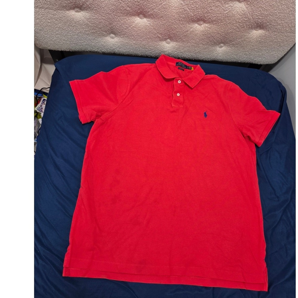 Polo Ralph Lauren Mens XL Classic Fit Red Short Sleeve Pique Polo Blue Pony